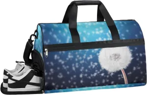QsirBC Dandelion Flower Gym Bag for Women Duffle Tote with Shoes Compartment Men Weekender Duffel For Travel Sports Swimming Overnight