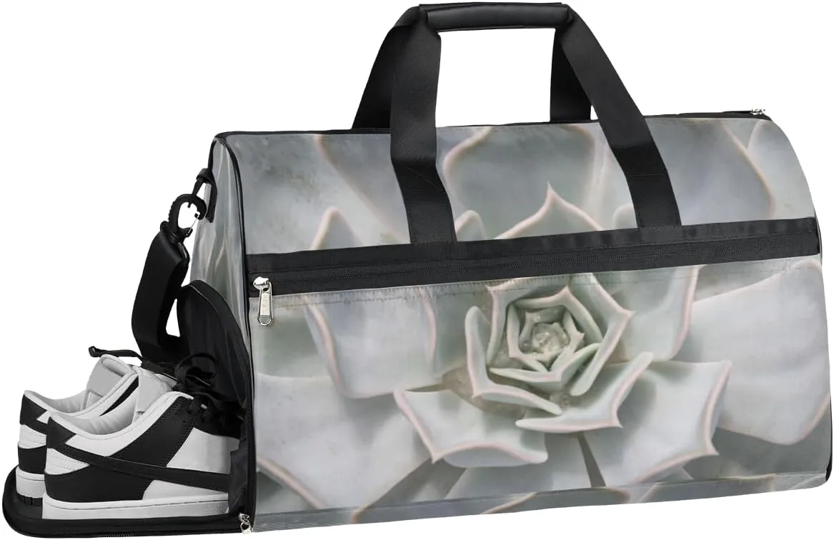 QsirBC Exotic Cactus Gym Bag for Women Duffle Tote with Shoes Compartment Men Weekender Duffel For Travel Sports Swimming Overnight
