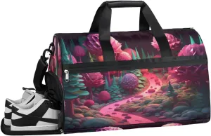 QsirBC Funny Trees Style Gym Bag for Women Duffle Tote with Shoes Compartment Men Weekender Duffel for Travel Swimming Sports Overnight
