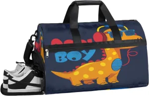 QsirBC Musical Dinosaur Gym Bag for Women Duffle Tote with Shoes Compartment Men Weekender Duffel For Travel Sports Swimming Overnight
