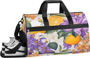 QsirBC Oranges Theme Gym Bag for Women Duffle Tote with Shoes Compartment Men Weekender Duffel for Travel Swimming Sports Overnight