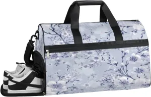 QsirBC Plum Blossom Design Gym Bag for Women Duffle Tote with Shoes Compartment Men Weekender Duffel For Travel Sports Swimming Overnight