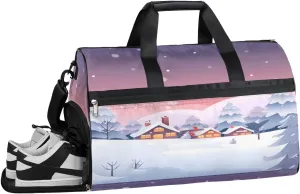 QsirBC The Christmas Decor Design Gym Bag for Women Duffle Tote with Shoes Compartment Men Weekender Duffel For Travel Sports Swimming Overnight