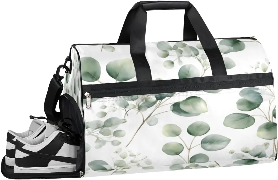 QsirBC Tree Plant Design Gym Bag for Women Duffle Tote with Shoes Compartment Men Weekender Duffel for Travel Swimming Sports Overnight