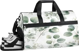 QsirBC Tree Plant Design Gym Bag for Women Duffle Tote with Shoes Compartment Men Weekender Duffel for Travel Swimming Sports Overnight