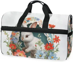 Rabbit Easter 2 Travel Duffel Bag Luggage Sports Gym Bags With Shoes Compartment Large Capacity Lightweight Duffle Bag For Men Women