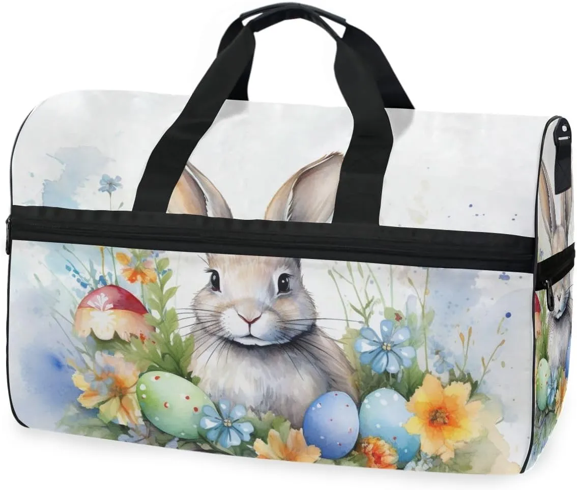 Rabbit Easter 3 Travel Duffel Bag Luggage Sports Gym Bags With Shoes Compartment Large Capacity Lightweight Duffle Bag For Men Women