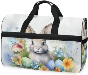 Rabbit Easter 3 Travel Duffel Bag Luggage Sports Gym Bags With Shoes Compartment Large Capacity Lightweight Duffle Bag For Men Women