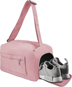 ReignSword Gym Bag with Shoes Compartment, Waterproof Travel Sports Duffle Bag, Weekender Overnight Carry on Duffel Bag for Women (Pink), Pink