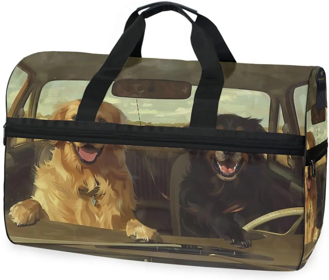 Retriever Black Dog Travel Duffel Bag Luggage Sports Gym Bags With Shoes Compartment Large Capacity Lightweight Duffle Bag For Men Women