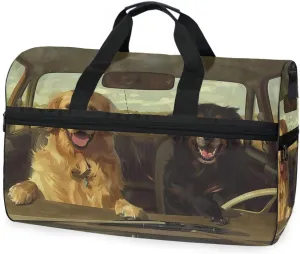 Retriever Black Dog Travel Duffel Bag Luggage Sports Gym Bags With Shoes Compartment Large Capacity Lightweight Duffle Bag For Men Women