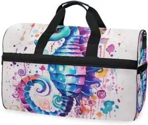 Sea Horse 1 Travel Duffel Bag Luggage Sports Gym Bags With Shoes Compartment Large Capacity Lightweight Duffle Bag For Men Women
