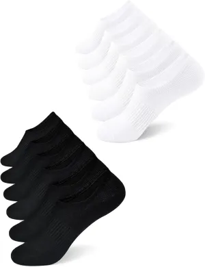 SIXDAYSOX No Show Socks Womens Cotton 10 Pairs Low Cut Invisible Non-Slip Socks Size 5-9