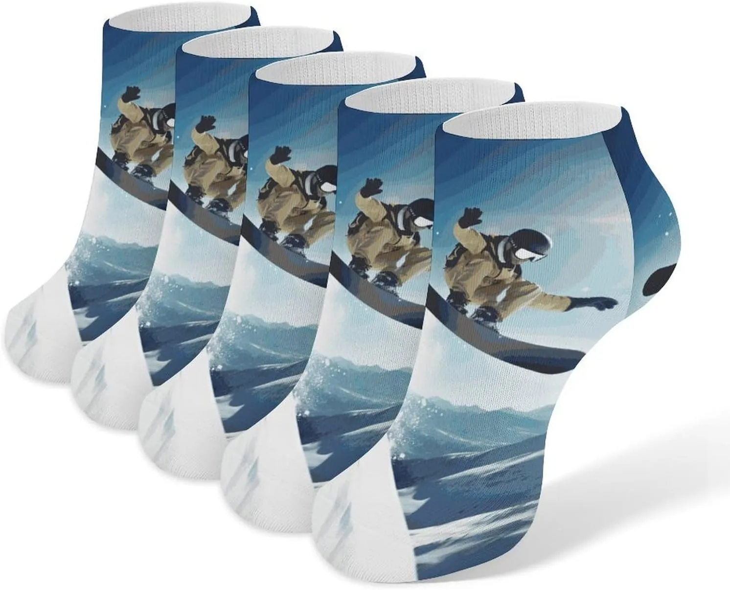 Snowboarding Ankle Socks Soft Breathable No Show Socks Comfortable Cotton Low Cut Casual Socks for Women Men 5 Pairs