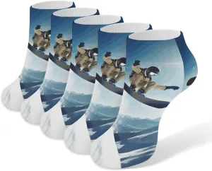 Snowboarding Ankle Socks Soft Breathable No Show Socks Comfortable Cotton Low Cut Casual Socks for Women Men 5 Pairs