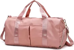 Sports Duffel Bags Gym Bags Waterproof Nylon Outdoor Sports Training Fitness Travel Yoga Ultralight Bag Men Women Handbag with Shoes Compartment(Pink)