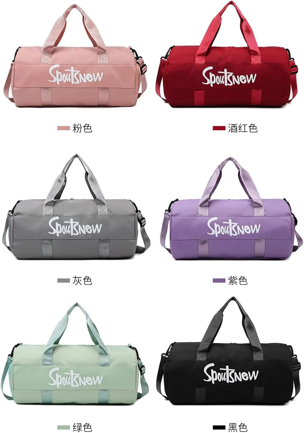 Sports Duffels Bag with Shoes Compartment Waterproof Overnight Bag for Beach Swim Travel Shoulder Bag for Women and Men (Black)