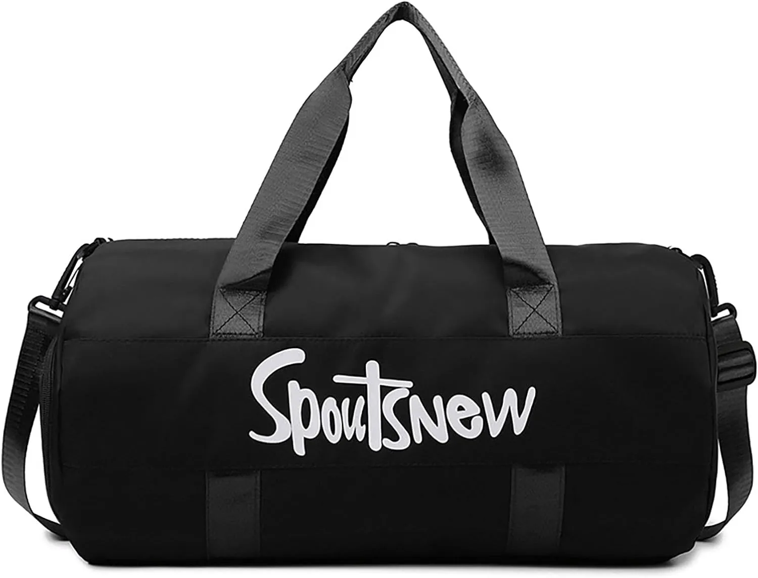 Sports Duffels Bag with Shoes Compartment Waterproof Overnight Bag for Beach Swim Travel Shoulder Bag for Women and Men (Black)