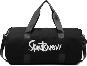 Sports Duffels Bag with Shoes Compartment Waterproof Overnight Bag for Beach Swim Travel Shoulder Bag for Women and Men (Black)