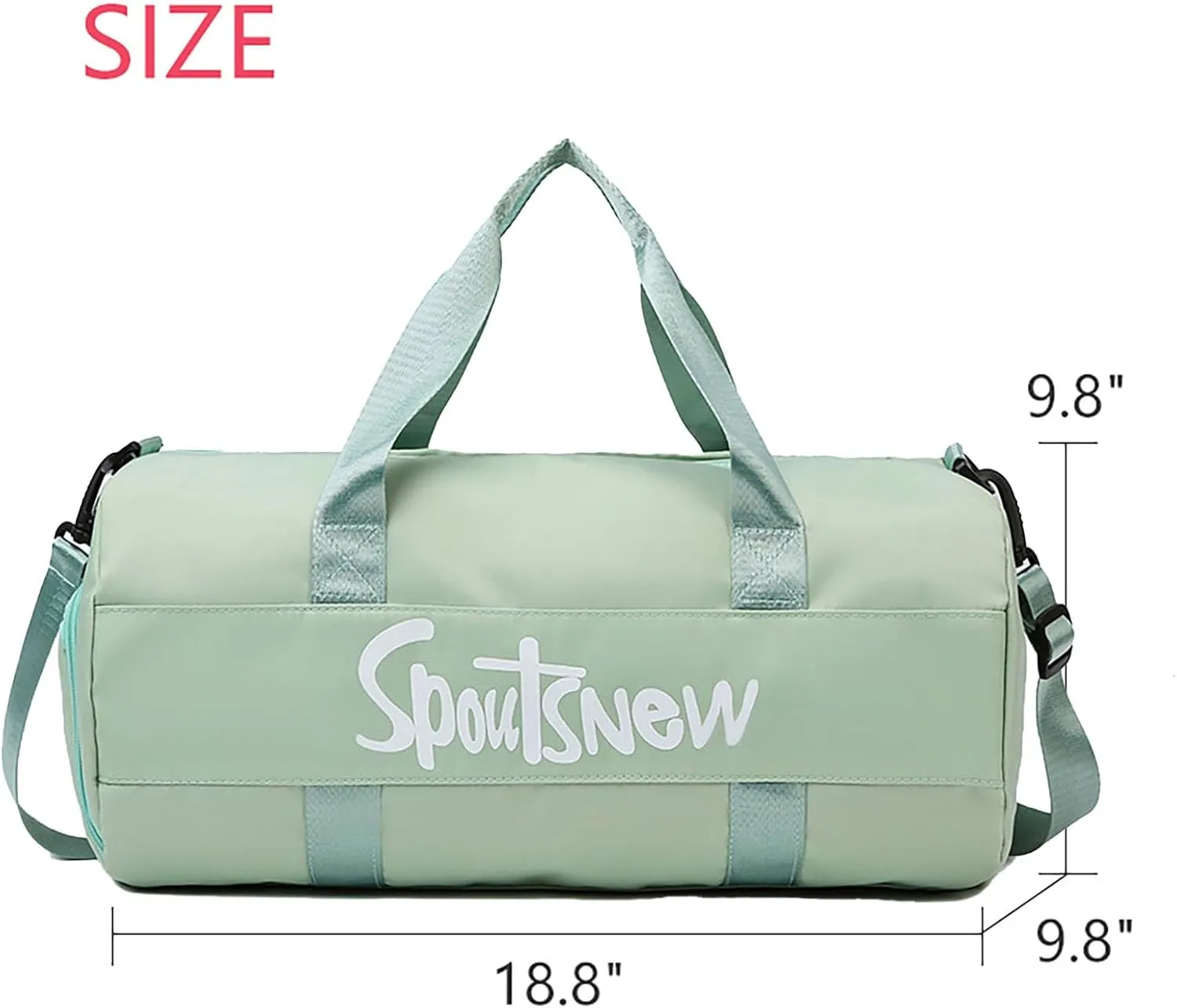 Sports Duffels Bag with Shoes Compartment Waterproof Overnight Bag for Beach Swim Travel Shoulder Bag for Women and Men (Green)