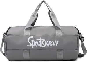 Sports Duffels Bag with Shoes Compartment Waterproof Overnight Bag for Beach Swim Travel Shoulder Bag for Women and Men (Lightg Gray)