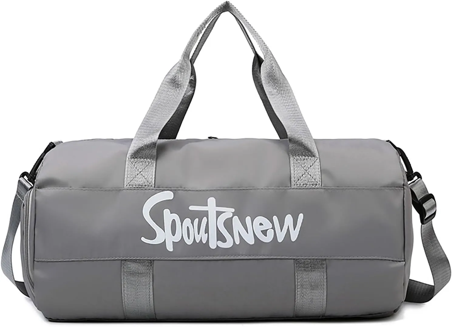 Sports Duffels Bag with Shoes Compartment Waterproof Overnight Bag for Beach Swim Travel Shoulder Bag for Women and Men (Lightg Gray)
