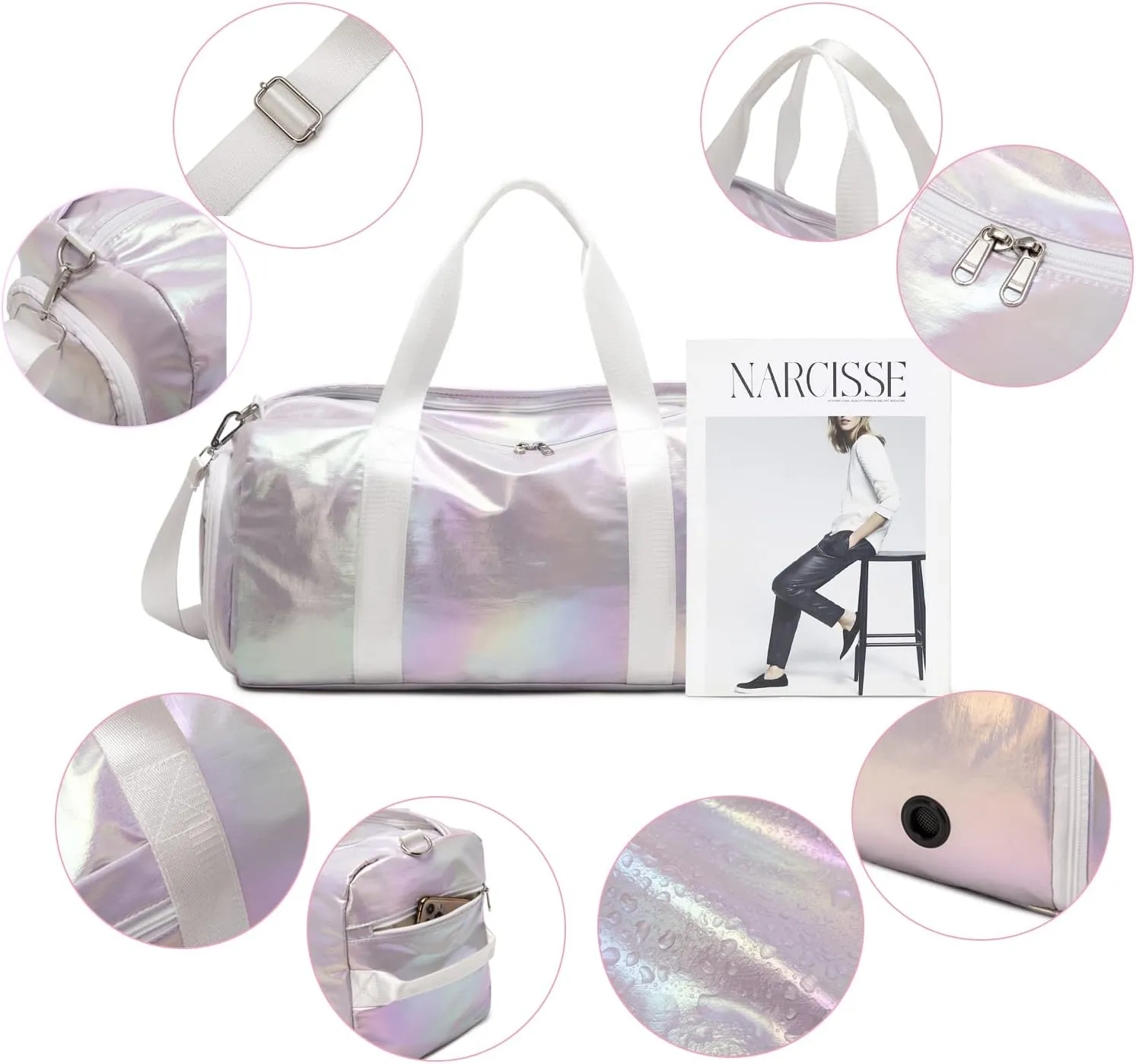 Sports Gym Bag for Women or Men Travel Duffel Bag with Wet Pocket and Shoes Compartment for Training Swim Yoga
