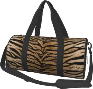 Sports Gym Bag Tiger Texture Print Travel Duffel Bag Shoes Compartment For Men Women Foldable Lightweight Yoga Gym Sports Bag