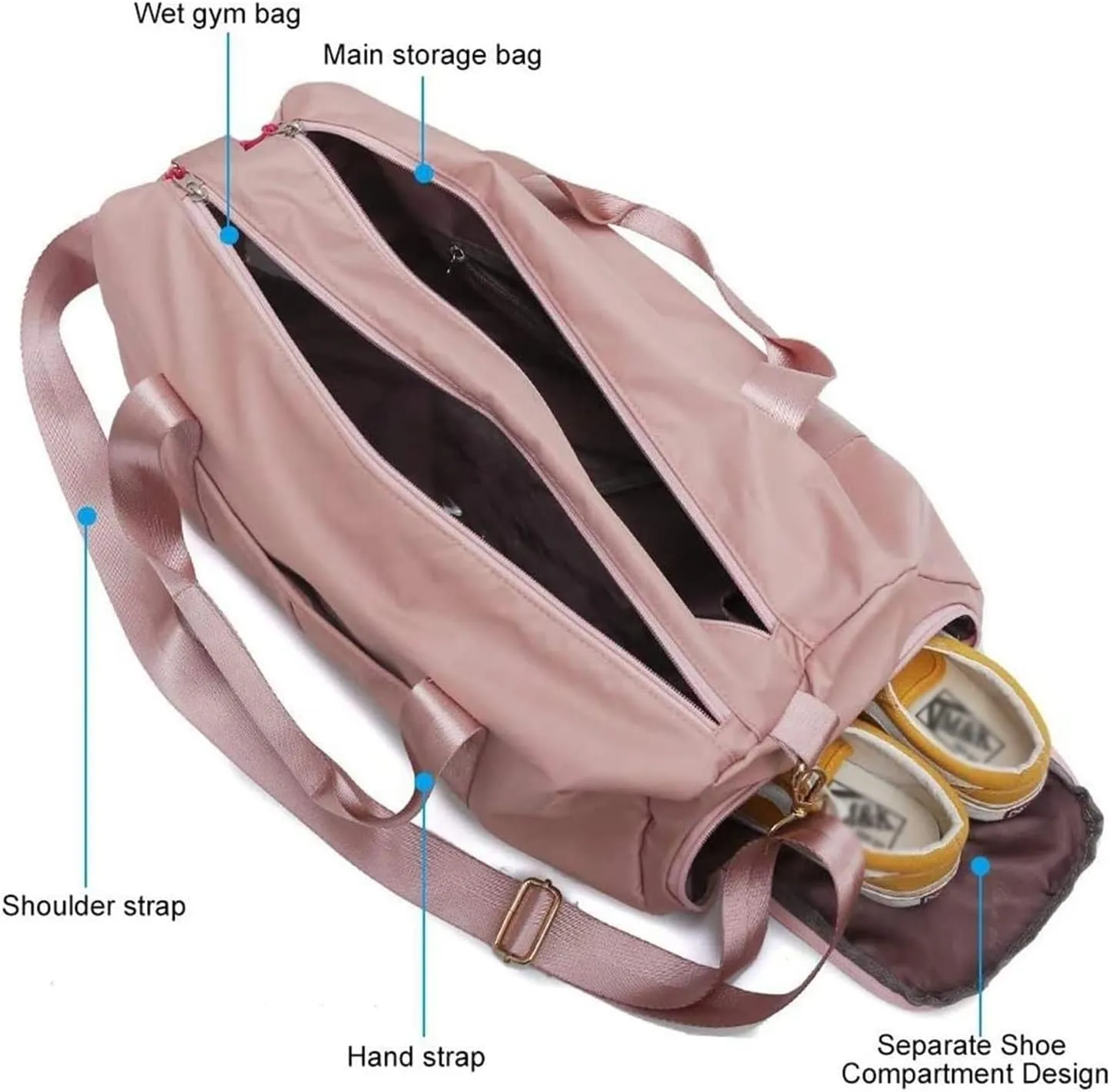 Sports Gym Bag - Workout Duffel Bag with Dry Wet Pocket & Shoes Compartment,Large-Capacity Travel Tote Weekender Overnight Shoulder Bags for Women and Men (Color : Light Blue)