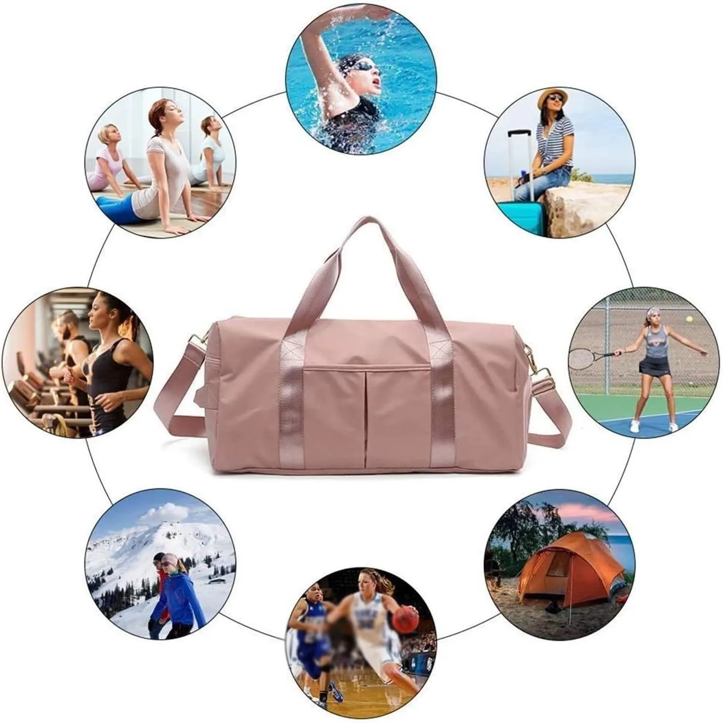 Sports Gym Bag - Workout Duffel Bag with Dry Wet Pocket & Shoes Compartment,Large-Capacity Travel Tote Weekender Overnight Shoulder Bags for Women and Men (Color : Light Blue)