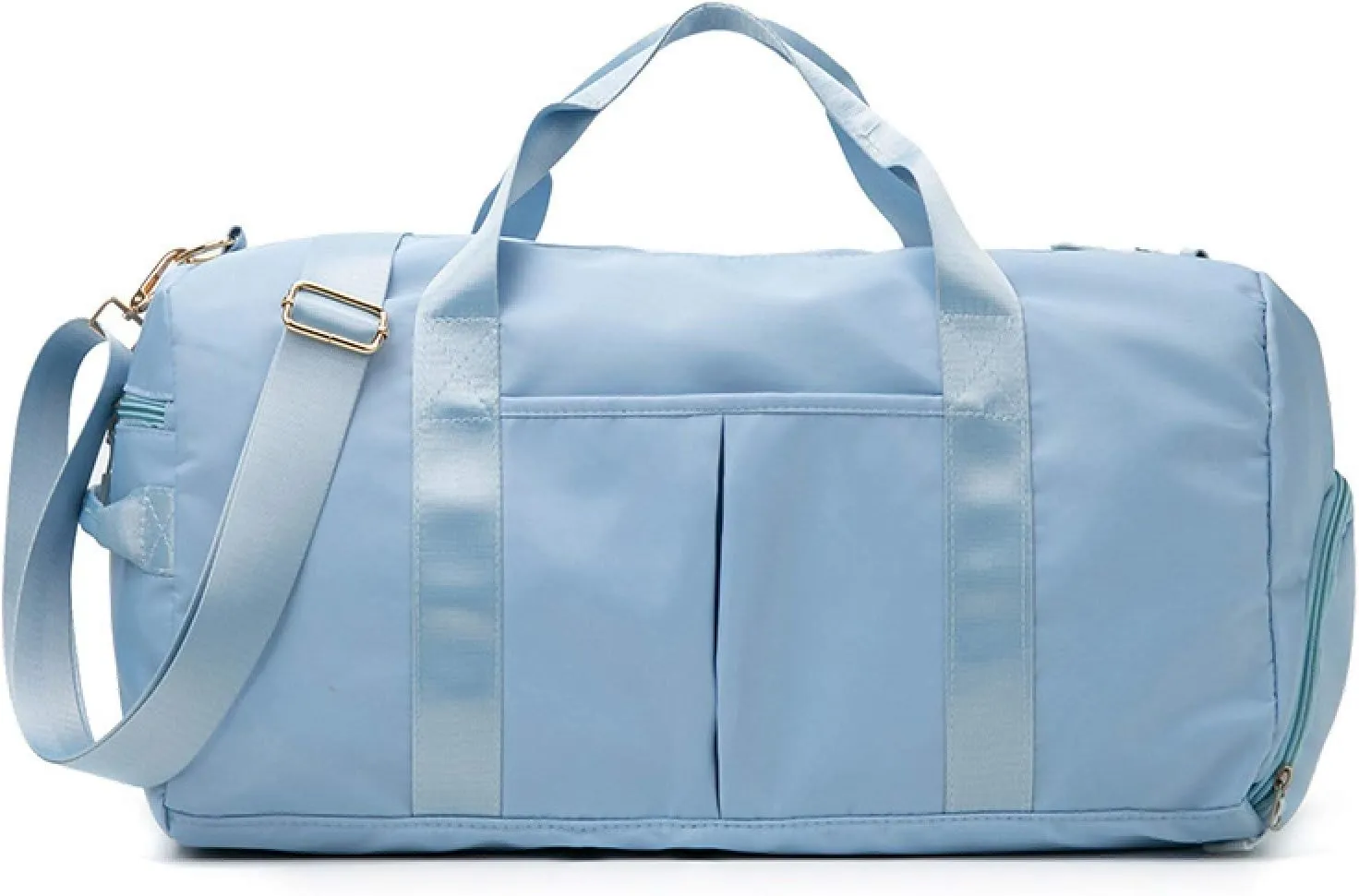 Sports Travel Duffel Bag with Wet Pocket & Shoes Compartment Water Resistant Weekender Bag for Women and Men light blue 20-35L