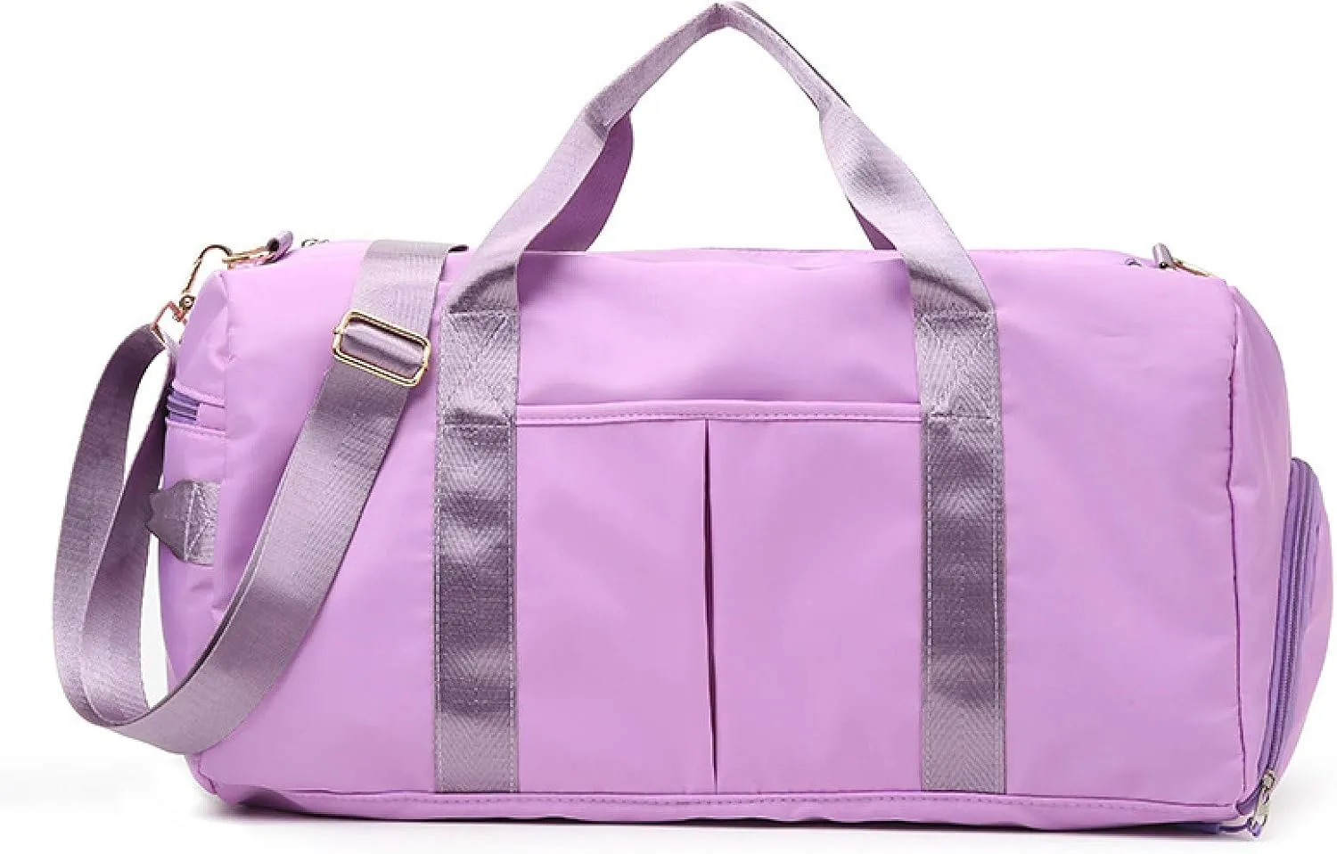 Sports Travel Duffel Bag with Wet Pocket & Shoes Compartment Water Resistant Weekender Bag for Women and Men Light purple 20-35L
