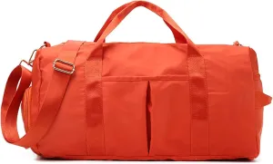 Sports Travel Duffel Bag with Wet Pocket & Shoes Compartment Water Resistant Weekender Bag for Women and Men orange 20-35L