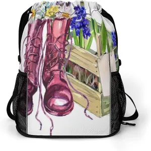 Spring Flower Shoes Gym Drawstring Bags Sports Belt Pocket Backpack Watercolor Floral Vintage Sackpack String Cinch Beach Bag for Women Men
