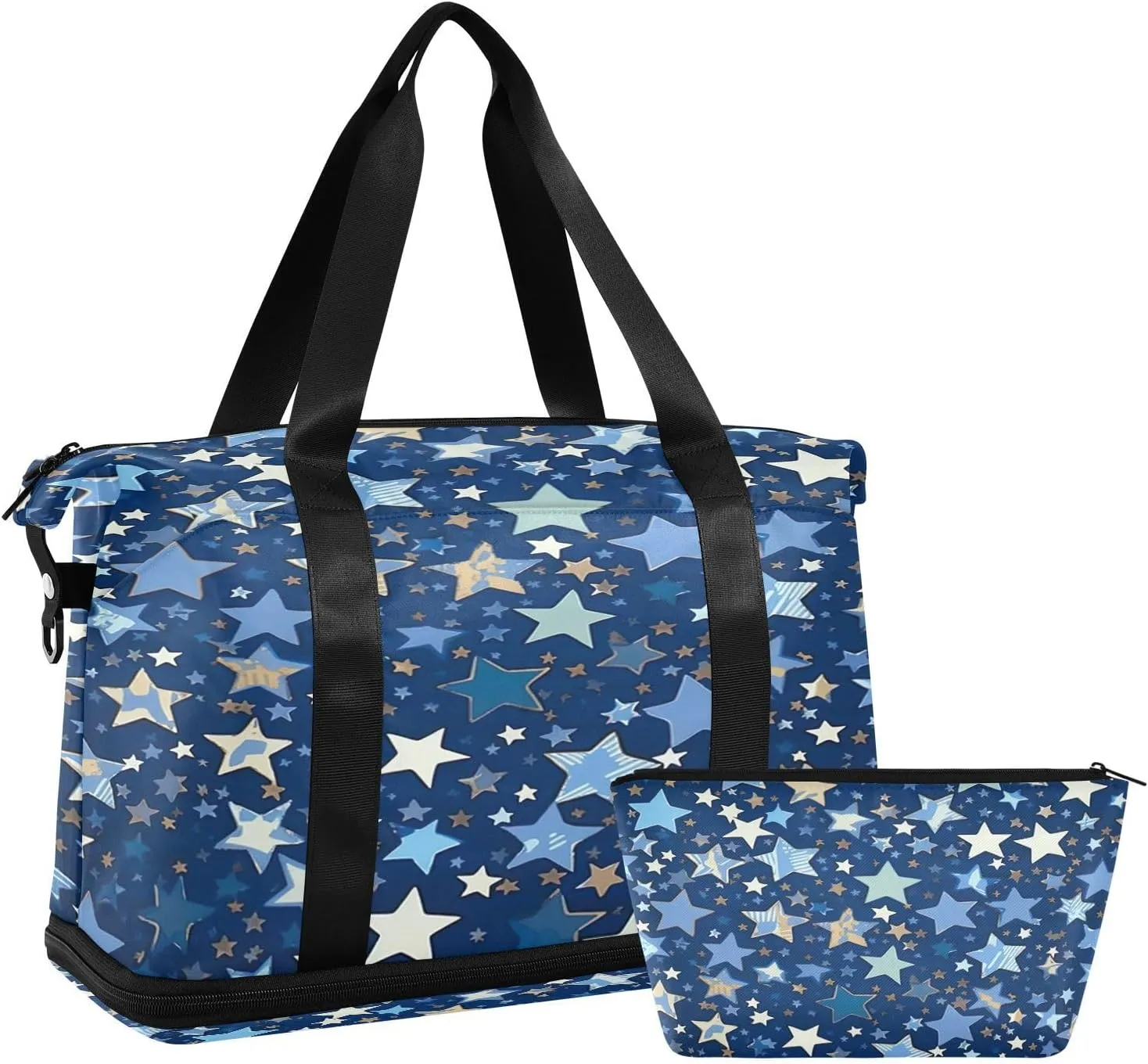 Stars Pattern Sports Gym Bag,Travel Duffel bag with Wet Pocket & Shoes Compartment Lightweight Waterproof Overnight Bag for Men Women