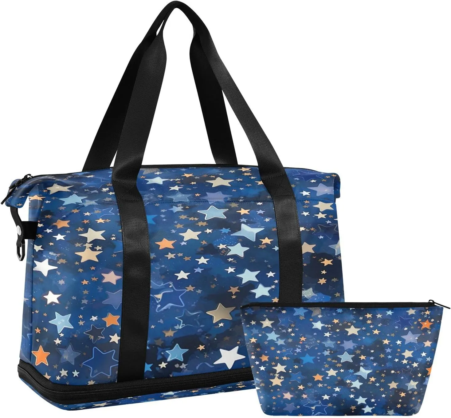Stars Pattern Sports Gym Bag,Travel Duffel bag with Wet Pocket & Shoes Compartment Lightweight Waterproof Overnight Bag for Men Women