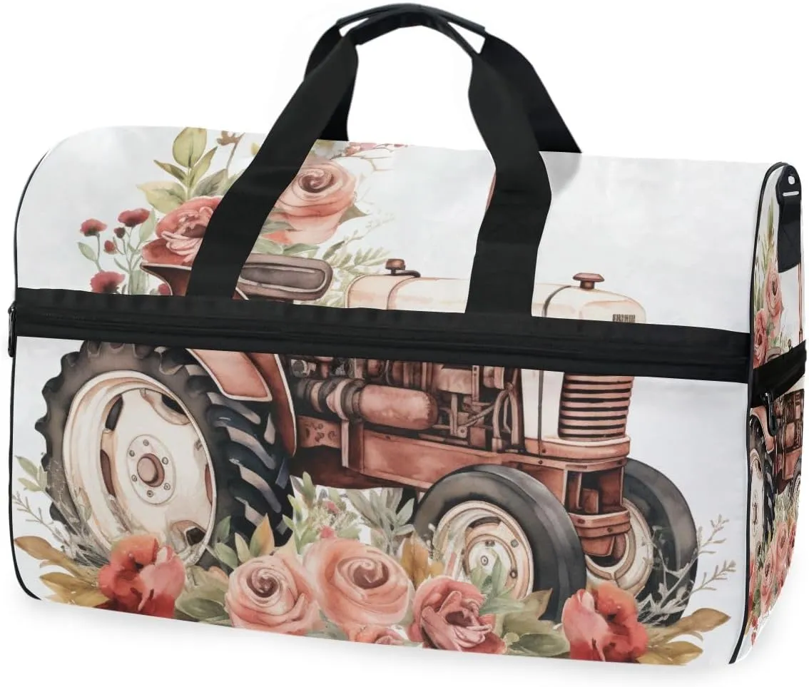 Steam Engine Travel Duffel Bag Luggage Sports Gym Bags With Shoes Compartment Large Capacity Lightweight Duffle Bag For Men Women