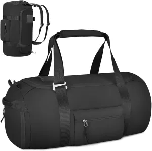 STUFFZA Travel Duffel Bag - Sports Gym Bag with Shoes Compartment and Wet Pocket - Multipurpose Travel Backpack Weekender Bag for Women, Black