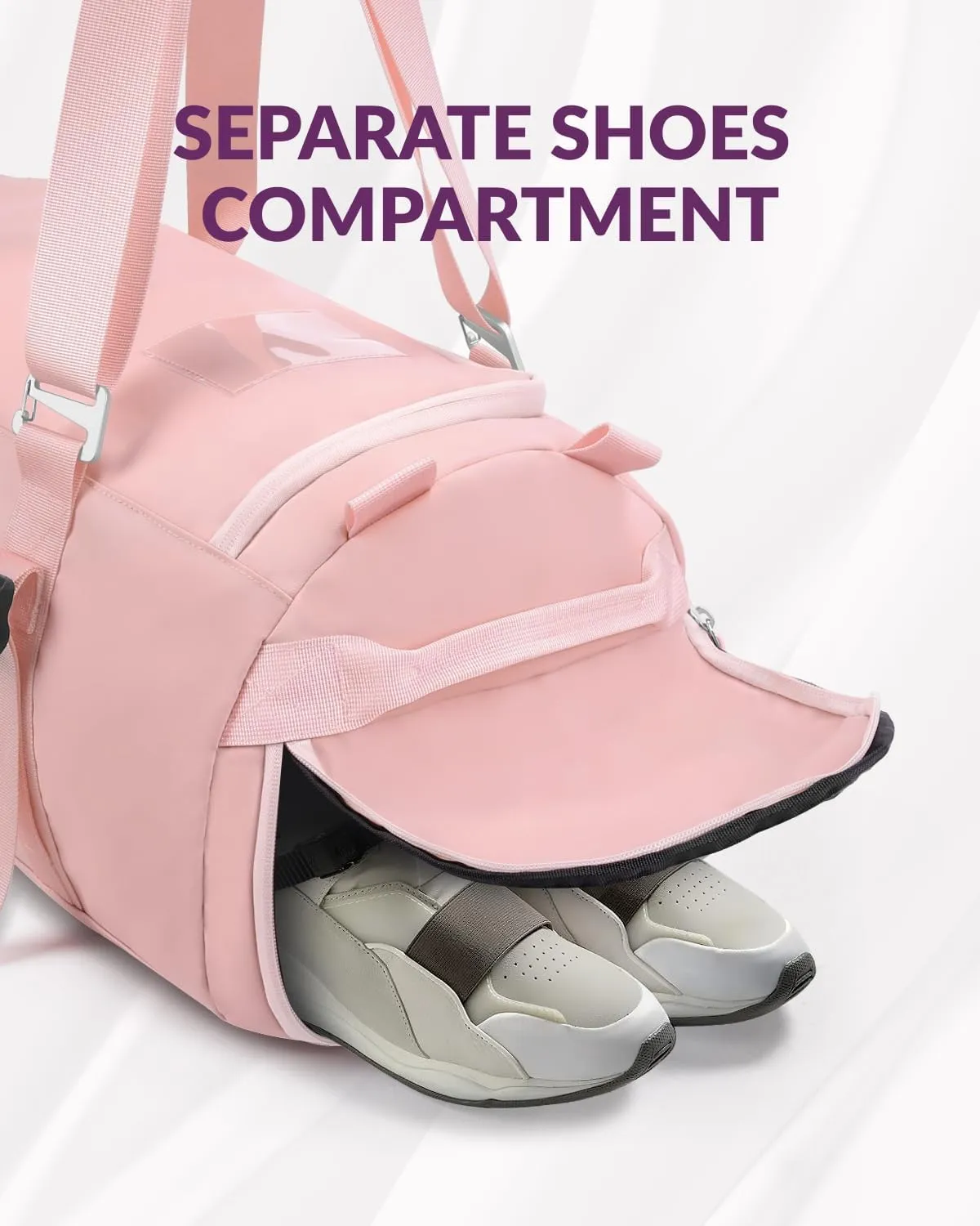 STUFFZA Travel Duffel Bag - Sports Gym Bag with Shoes Compartment and Wet Pocket - Multipurpose Travel Backpack Weekender Bag for Women, Pink