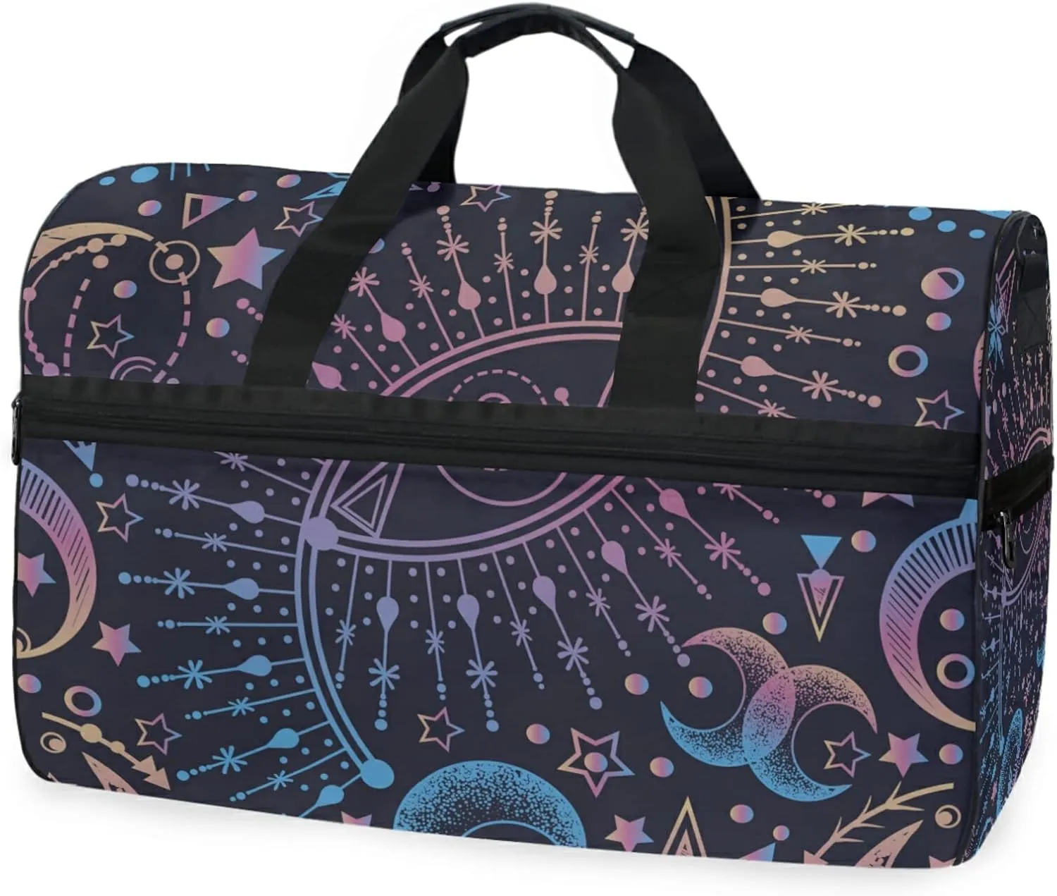 Sun Moon Star Astrology Travel Duffel Bag Luggage Sports Gym Bag With Shoes Compartment Large Capacity Duffle Bag For Men Women