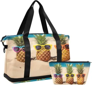 Sunglasses Fruits Gym Bag for Men Women with Shoes Compartment & Wet Pocket Sport Travel Duffel Bag Waterproof Weekender Overnight Bag