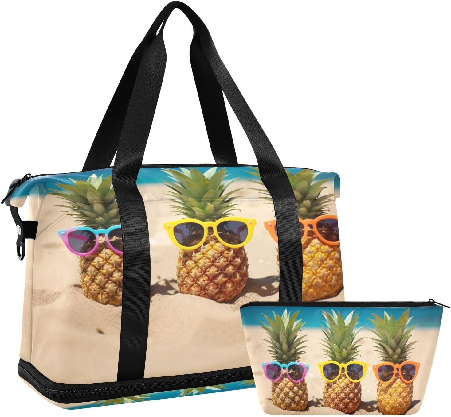 Sunglasses Fruits Gym Bag for Men Women with Shoes Compartment & Wet Pocket Sport Travel Duffel Bag Waterproof Weekender Overnight Bag