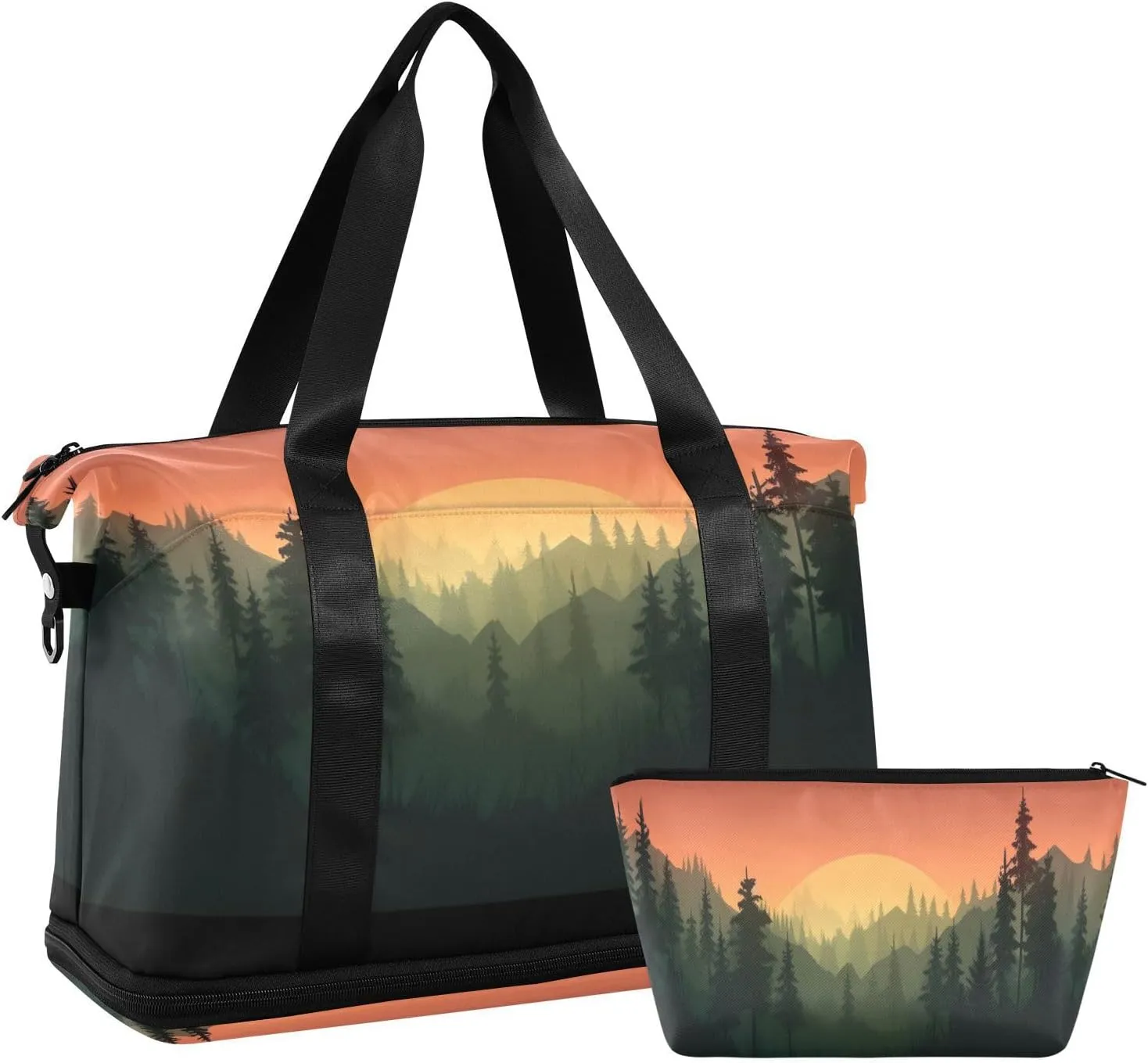 Sunset Tree Sports Gym Bag,Travel Duffel bag with Wet Pocket & Shoes Compartment Lightweight Waterproof Overnight Bag for Men Women