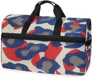 susiyo Animal Skin Red Grey Blue Sports Gym Bag, Travel Duffel Bag with Shoes Compartment Overnight Weekender Workout Bag for Men Women