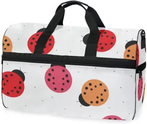 susiyo Cute Lady Bugs Sports Gym Bag, Travel Duffel Bag with Shoes Compartment Overnight Weekender Workout Bag for Men Women