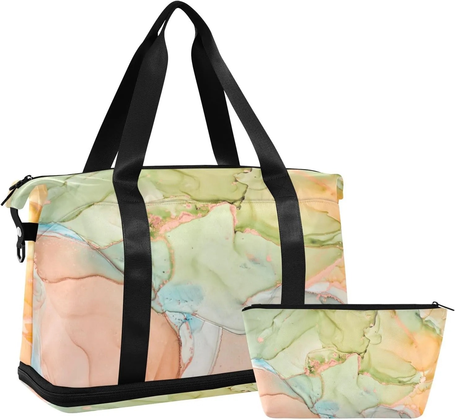 susiyo Duffel Bags Gym Bag for Women, Iland Marble Texture Sports Travel Duffel Bag with Shoes Compartment, Perfect for Travel, Gym