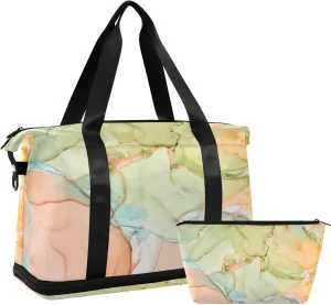 susiyo Duffel Bags Gym Bag for Women, Iland Marble Texture Sports Travel Duffel Bag with Shoes Compartment, Perfect for Travel, Gym