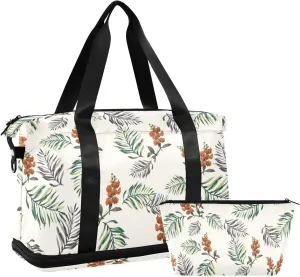 susiyo Duffel Bags Gym Bag for Women, Seamless Floral Print Sports Travel Duffel Bag with Shoes Compartment, Perfect for Travel, Gym
