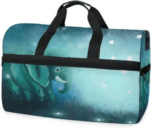susiyo Elephant and Stars Sports Gym Bag, Travel Duffel Bag with Shoes Compartment Overnight Weekender Workout Bag for Men Women