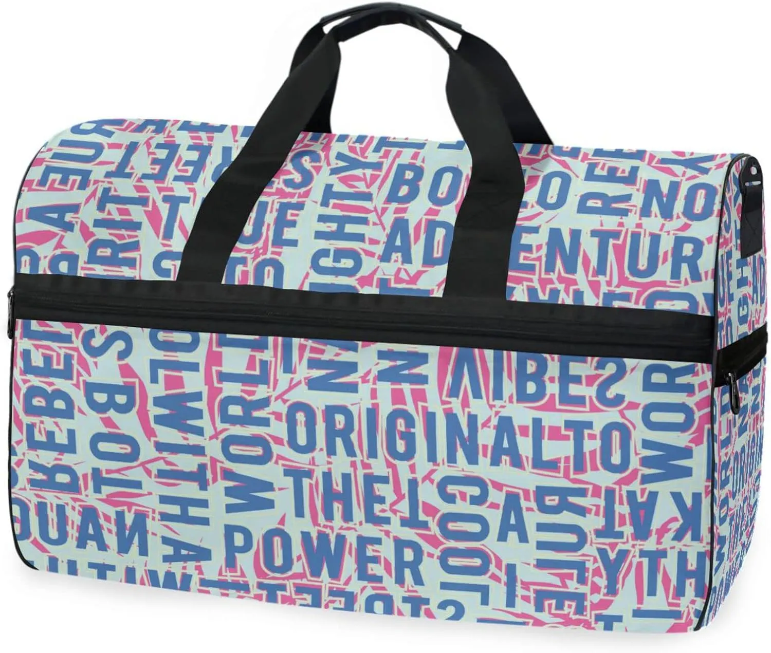 susiyo Geometric Simple Letter Sports Gym Bag, Travel Duffel Bag with Shoes Compartment Overnight Weekender Workout Bag for Men Women